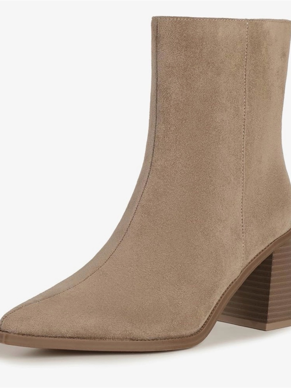 Taupe Suede Block Heel Ankle Boots - Women's Fashion Boot